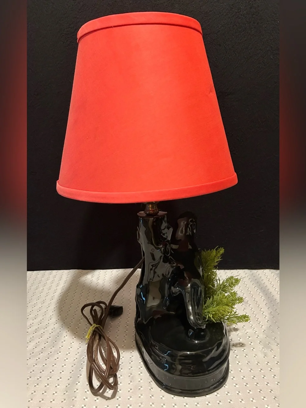 Excellent Vintage 1950s Ceramic Black Panther TV Lamp Planter MCM